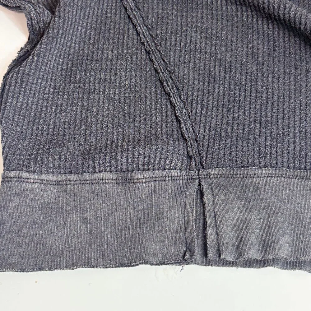 We The Free Buttercup Waffle Knit Pullover Womens S Black Cotton Blend V Neck - Picture 13 of 14